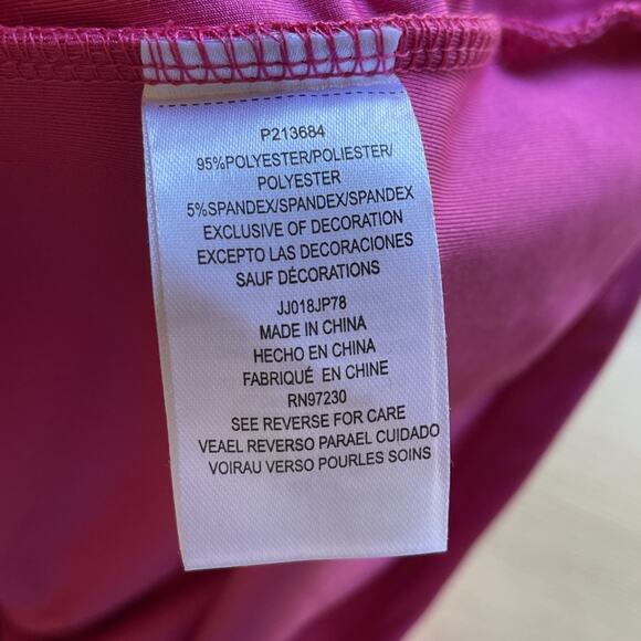 Satin Sleeveless Corset Style Top Hot Pink Womens Size Medium Stretch Bright - Picture 6 of 6